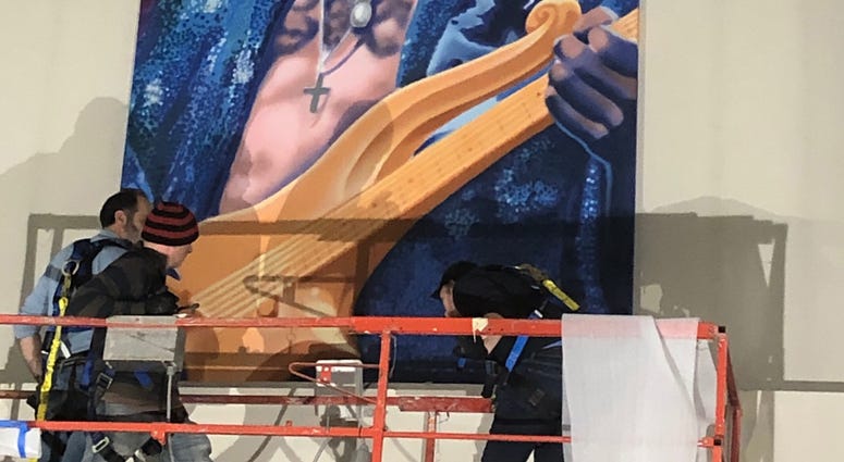 A mural of Prince being installed at MSP A mural of Prince being installed at MSP
