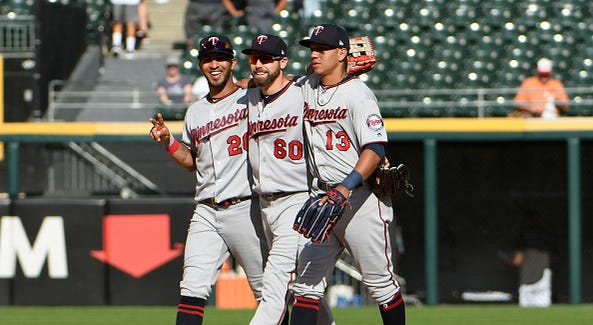 Eddie Rosario, Jake Cave, and Ehire Adrianza Minnesota Twins, Chicago White Sox