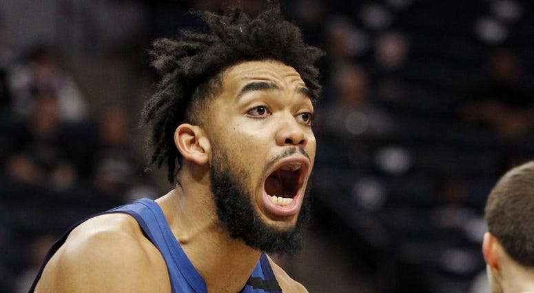 Karl-Anthony Towns reacts Karl-Anthony Towns is upset
