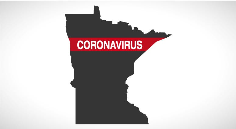 A graphic with COVID-19 and Minnestoa