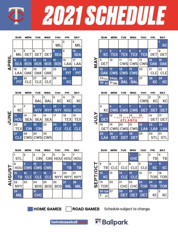 2021 Twins Schedule