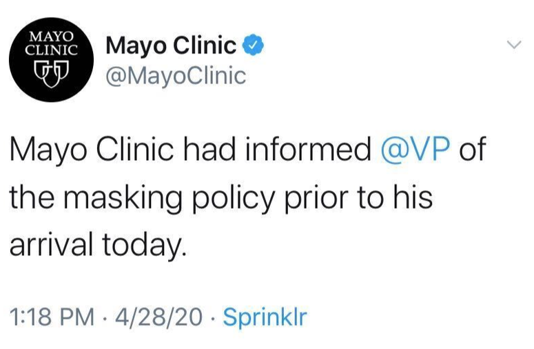 Mayo Pence Tweet