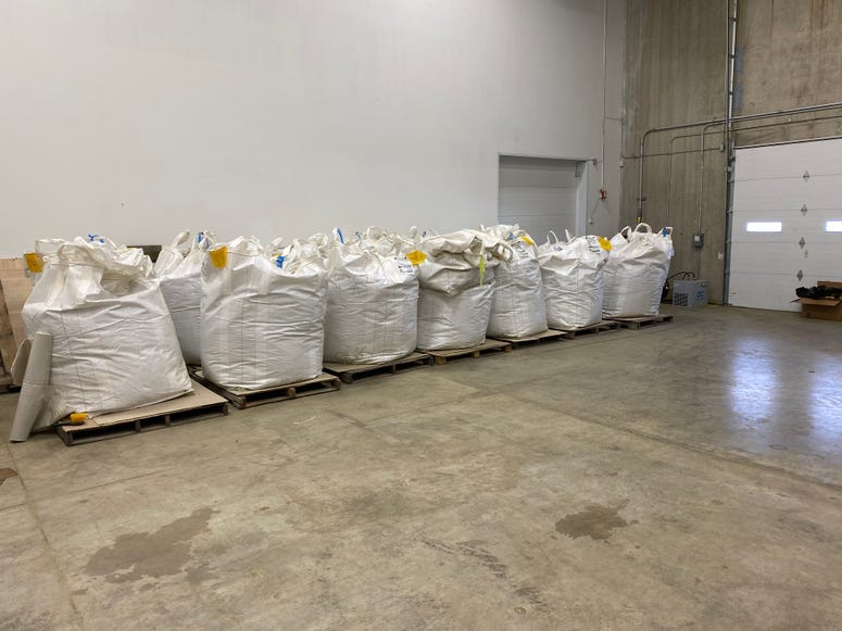 bags of hemp biomass
