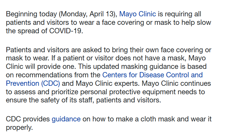 Mayo Mask Policy