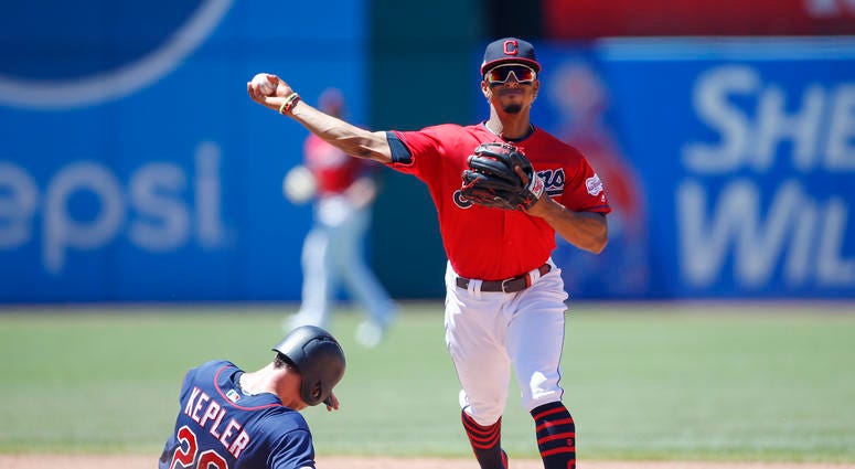 Turning two Double play at Cleveland