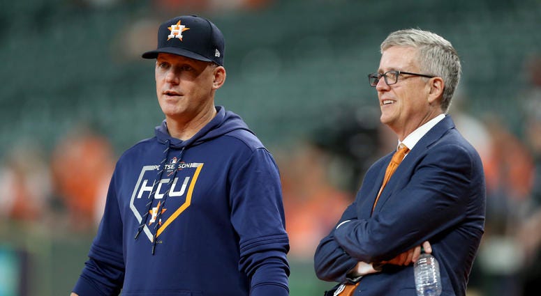 Houston Manager AJ Hinch, general manager Jeff Luhnow