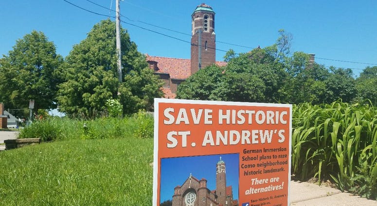 Sign and church Church and sign