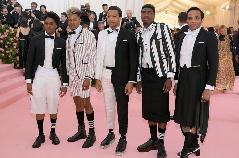 Ephraim Sykes, Jeremy Pope, Derrick Baskin, Jawan M. Jackson, and James Harkness attend The 2019 Met Gala Ephraim Sykes, Jeremy Pope, Derrick Baskin, Jawan M. Jackson, and James Harkness attend The 2019 Met Gala