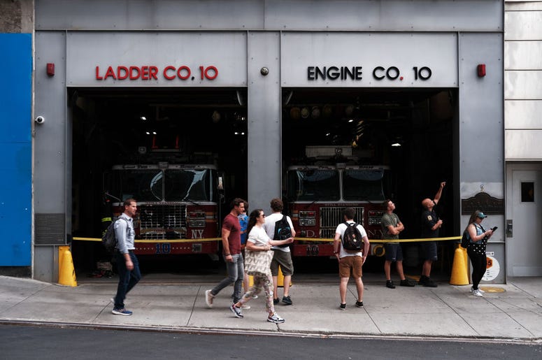 People walk by Engine and Ladder Company 10 across from the grounds of the September 11 Memorial and Museum on September 05, 2019 in New York City. New York City is preparing to commemorate the 18th anniversary of the attacks on the World Trade Center in People walk by Engine and Ladder Company 10 across from the grounds of the September 11 Memorial and Museum on September 05, 2019 in New York City. New York City is preparing to commemorate the 18th anniversary of the attacks on the World Trade Center in