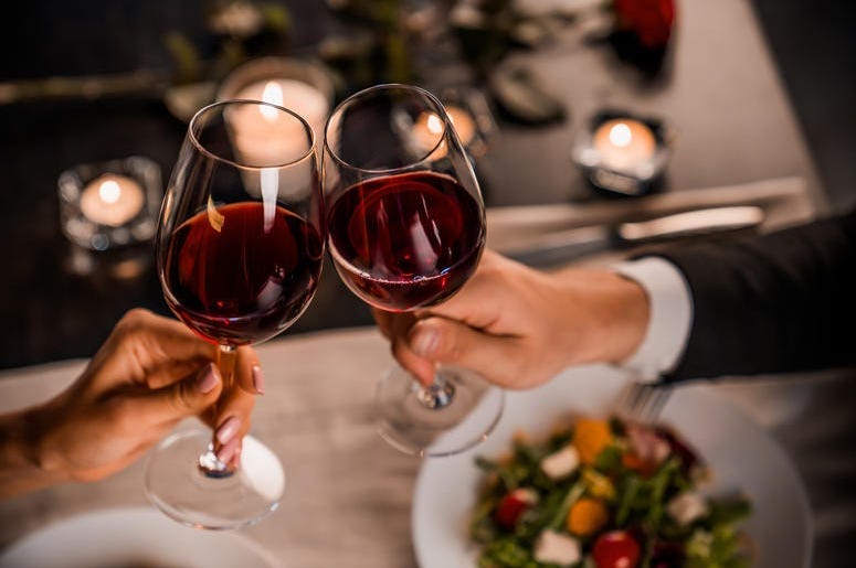 red wine at restaurant