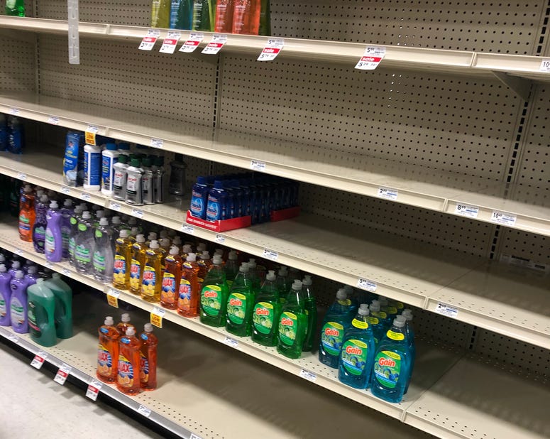 Dish Soap Shelves During Pandemic