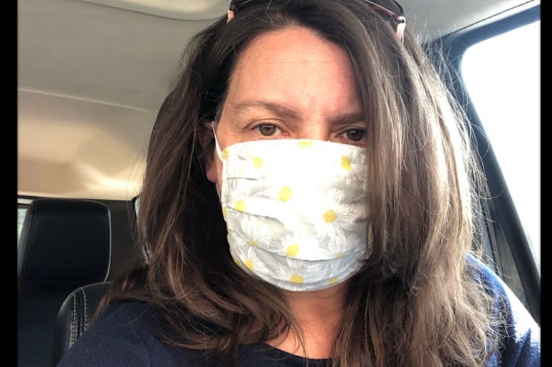 Liz Campbell Wearing Her Mask