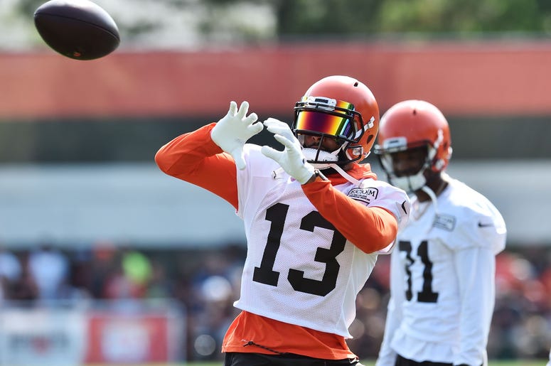 Cleveland Browns wide receiver Odell Beckham (13) catches a pass during training camp at the Cleveland Browns Training Complex. Cleveland Browns wide receiver Odell Beckham (13) catches a pass during training camp at the Cleveland Browns Training Complex.