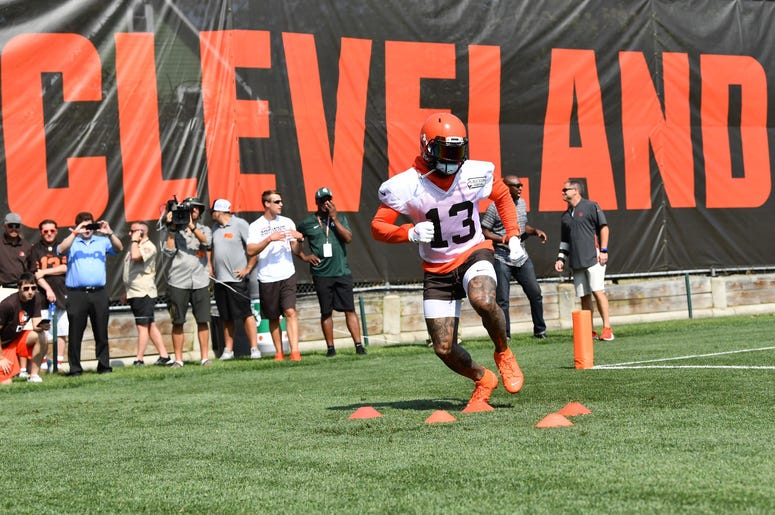 Cleveland Browns wide receiver Odell Beckham (13) runs a drill during training camp at the Cleveland Browns Training Complex. Cleveland Browns wide receiver Odell Beckham (13) runs a drill during training camp at the Cleveland Browns Training Complex.
