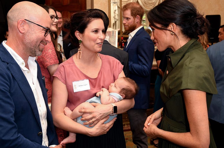 The Duchess of Sussex talks to Australian Singer Missy Higgins, with her 9 week old baby Lunar, at a reception hosted by the Governor-General at Admiralty House in Sydney on the first day of the Royal couple's visit to Australia. The Duchess of Sussex talks to Australian Singer Missy Higgins, with her 9 week old baby Lunar, at a reception hosted by the Governor-General at Admiralty House in Sydney on the first day of the Royal couple's visit to Australia.