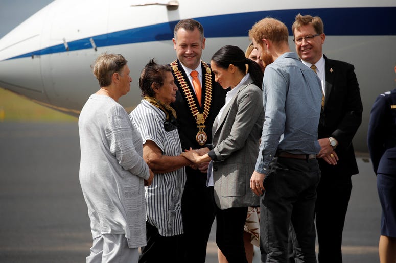 The Duke and Duchess of Sussex arrive at Dubbo airport, in Australia, on the second day of the Royal couple's tour to the country The Duke and Duchess of Sussex arrive at Dubbo airport, in Australia, on the second day of the Royal couple's tour to the country