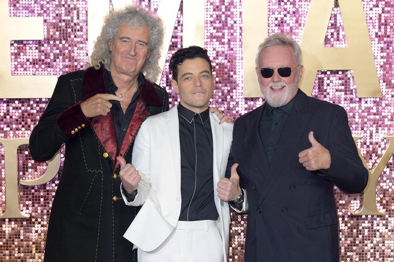 Brian May, Rami Malek, and Roger Taylor attending the Bohemian Rhapsody World Premiere held at The SSE Arena, London. Brian May, Rami Malek, and Roger Taylor attending the Bohemian Rhapsody World Premiere held at The SSE Arena, London.