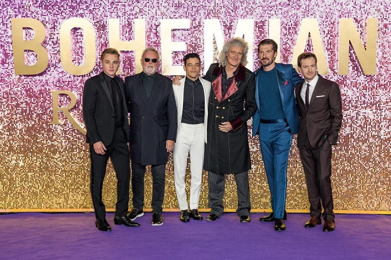 Ben Hardy, Roger Taylor, Rami Malek, Brian May, Joseph Mazzello and Gwilym Lee attending the Bohemian Rhapsody World Premiere held at The SSE Arena, London. Ben Hardy, Roger Taylor, Rami Malek, Brian May, Joseph Mazzello and Gwilym Lee attending the Bohemian Rhapsody World Premiere held at The SSE Arena, London.
