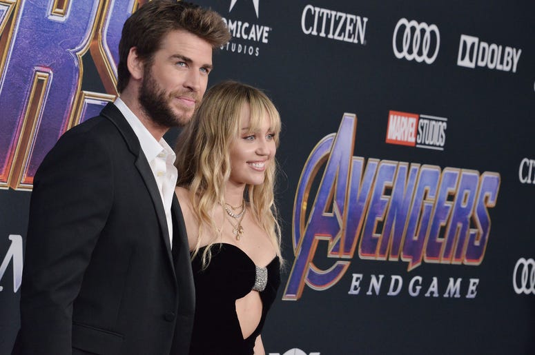 (L-R) Liam Hemsworth and Miley Cyrus at Marvel Studios' "Avengers: Endgame" World Premiere held at the Los Angeles Convention Center in Los Angeles, CA on Monday, April 22, 2019. (L-R) Liam Hemsworth and Miley Cyrus at Marvel Studios' "Avengers: Endgame" World Premiere held at the Los Angeles Convention Center in Los Angeles, CA on Monday, April 22, 2019.