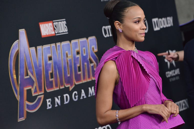 Zoe Saldana arrives at Marvel Studios' "Avengers: Endgame" World Premiere held at the Los Angeles Convention Center in Los Angeles, CA on Monday, April 22, 2019. Zoe Saldana arrives at Marvel Studios' "Avengers: Endgame" World Premiere held at the Los Angeles Convention Center in Los Angeles, CA on Monday, April 22, 2019.