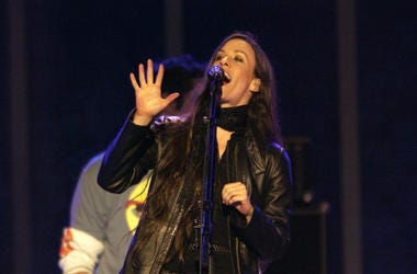 Alanis Morissette performs after the Medals Ceremony during the 2002 Salt Lake Winter Olympics Alanis Morissette performs after the Medals Ceremony during the 2002 Salt Lake Winter Olympics