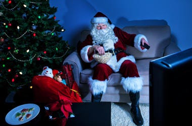 Santa Watching TV