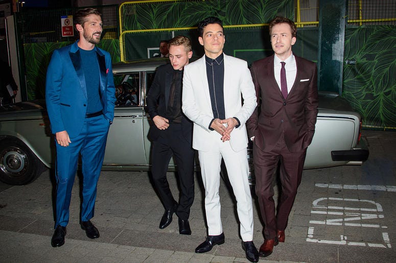 Gwilym Lee, Ben Hardy, Rami Malek and Joe Mazzello attending the Bohemian Rhapsody World Premiere held at the the SSE Arena, Wembley, London. Gwilym Lee, Ben Hardy, Rami Malek and Joe Mazzello attending the Bohemian Rhapsody World Premiere held at the the SSE Arena, Wembley, London.