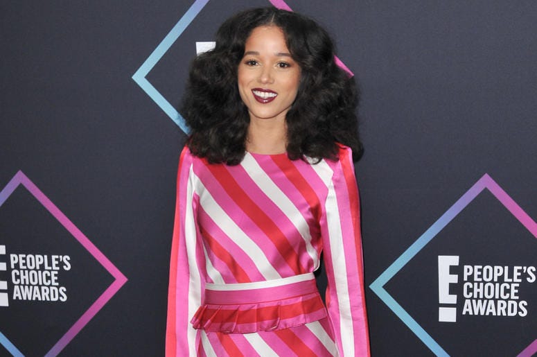Alisha Wainwright arrives at the 2018 E! People's Choice Awards held at the Barker Hangar in Santa Monica, CA on Sunday, November 11, 2018. Alisha Wainwright arrives at the 2018 E! People's Choice Awards held at the Barker Hangar in Santa Monica, CA on Sunday, November 11, 2018.