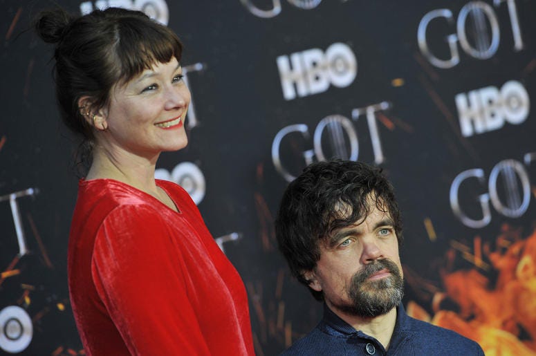(L-R) Erica Schmidt and Peter Dinklage attend HBO's "Game of Thrones" eight and final season premiere at Radio City Music Hall in New York, NY, April 3, 2019. (L-R) Erica Schmidt and Peter Dinklage attend HBO's "Game of Thrones" eight and final season premiere at Radio City Music Hall in New York, NY, April 3, 2019.