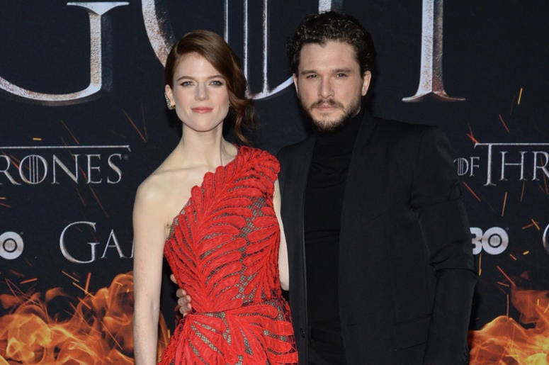 (L-R) Rose Leslie and Kit Harington attend HBO's "Game of Thrones" eight and final season premiere at Radio City Music Hall in New York, NY, April 3, 2019. (L-R) Rose Leslie and Kit Harington attend HBO's "Game of Thrones" eight and final season premiere at Radio City Music Hall in New York, NY, April 3, 2019.