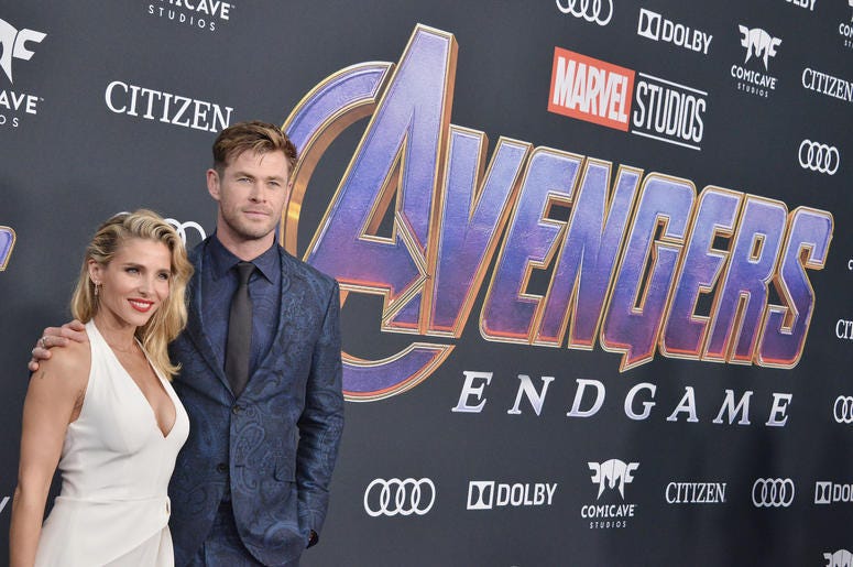 (L-R) Elsa Pataky and Chris Hemsworth at Marvel Studios' "Avengers: Endgame" World Premiere held at the Los Angeles Convention Center in Los Angeles, CA on Monday, April 22, 2019. (L-R) Elsa Pataky and Chris Hemsworth at Marvel Studios' "Avengers: Endgame" World Premiere held at the Los Angeles Convention Center in Los Angeles, CA on Monday, April 22, 2019.