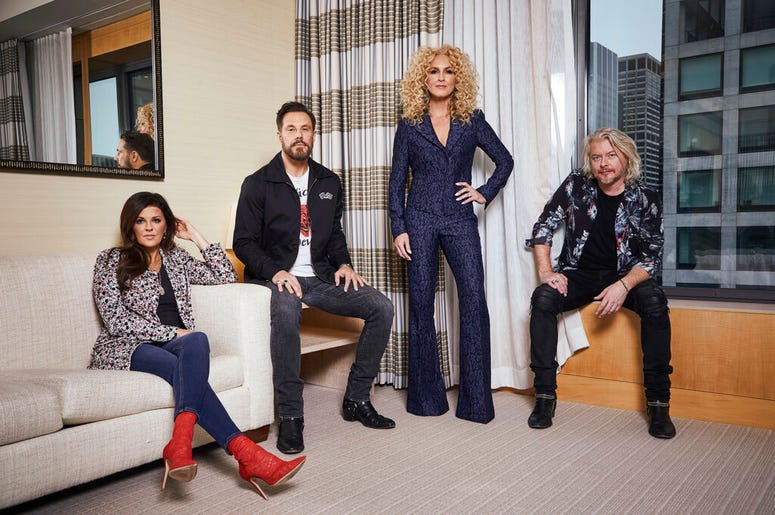 Little Big Town, from left, Karen Fairchild, Jimi Westbrook, Kimberly Schlapman and Phillip Sweet posing for a portrait in New York to promote their new album "Nightfall," out on Friday.