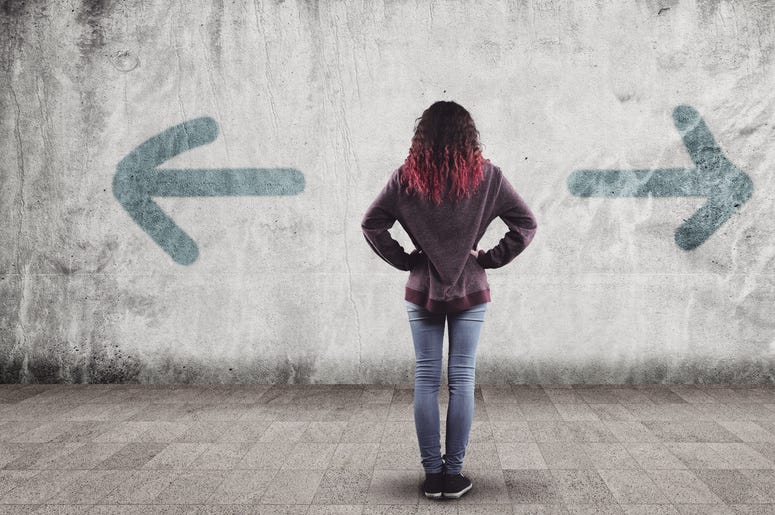 woman choosing direction