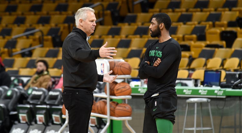 Celtics president of basketball operations Danny Ainge and guard Kyrie Irving