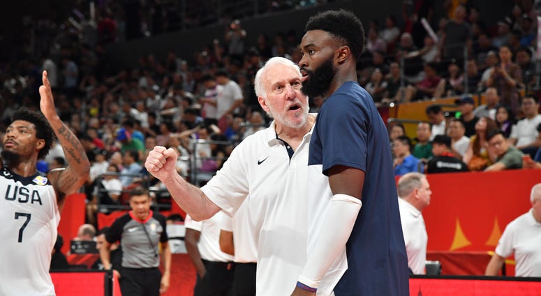 Gregg Popovich and Jaylen Brown