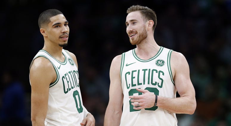 Boston Celtics forward Jayson Tatum and Gordon Hayward