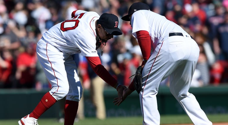 Red Sox outfielder Mookie Betts and third baseman Rafael Devers