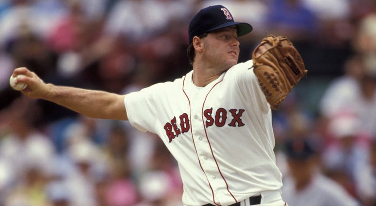 Roger Clemens delivers a pitch for the Red Sox
