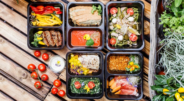 Healthy food and diet concept, restaurant dish delivery. Take away of fitness meal. Breakfast, clean Healthy food and diet concept, restaurant dish delivery. Take away of fitness meal. Breakfast, clean