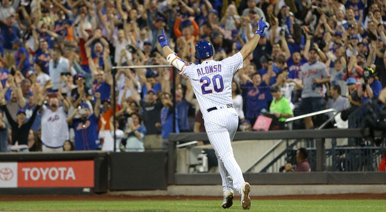 Pete Alonso rounds the bases after hitting his 53rd home run of the season on Sept. 28, 2019, against the Braves. Pete Alonso rounds the bases after hitting his 53rd home run of the season on Sept. 28, 2019, against the Braves.