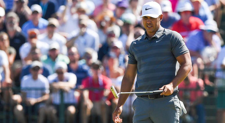Brooks Koepka reacts to a putt on the seventh hole during the final round of the U.S. Open on June 17, 2018, at Shinnecock Hills Golf Club in Southampton, New York. Brooks Koepka reacts to a putt on the seventh hole during the final round of the U.S. Open on June 17, 2018, at Shinnecock Hills Golf Club in Southampton, New York.
