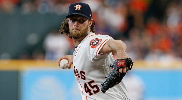 The Astros' Gerrit Cole delivers a pitch against the Cleveland Indians during Game 2 of the American League Division Series on Oct. 6, 2018, in Houston. The Astros' Gerrit Cole delivers a pitch against the Cleveland Indians during Game 2 of the American League Division Series on Oct. 6, 2018, in Houston.