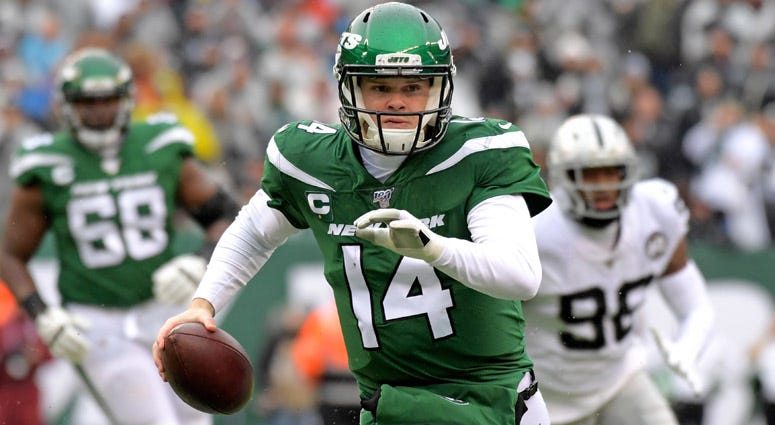 Sam Darnold runs against the Raiders on Nov. 24, 2019, at MetLife Stadium. Sam Darnold runs against the Raiders on Nov. 24, 2019, at MetLife Stadium.