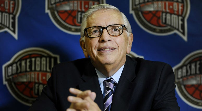 David Stern, a member of the 2014 class of inductees into the Basketball Hall of Fame, listens to a question during a news conference in Springfield, Mass. David Stern, a member of the 2014 class of inductees into the Basketball Hall of Fame, listens to a question during a news conference in Springfield, Mass.