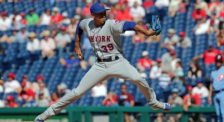 Edwin Diaz delivers a pitch in the ninth inning against the Phillies on June 27, 2019, at Citizens Bank Park in Philadelphia. Edwin Diaz delivers a pitch in the ninth inning against the Phillies on June 27, 2019, at Citizens Bank Park in Philadelphia.