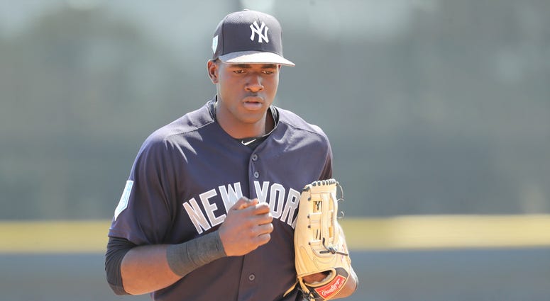 New York Yankees prospect and center fielder Estevan Florial at Dunedin Stadium. Estevan Florial
