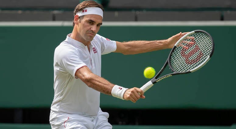 Roger Federer in action during his match against Lukas Lacko at Wimbledon on July 4, 2018, in London Roger Federer in action during his match against Lukas Lacko at Wimbledon on July 4, 2018, in London