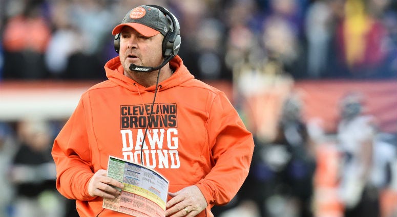 Cleveland Browns head coach Freddie Kitchens during the second half against the Baltimore Ravens at FirstEnergy Stadium. Cleveland Browns head coach Freddie Kitchens during the second half against the Baltimore Ravens at FirstEnergy Stadium.