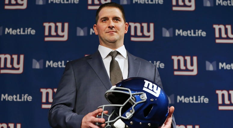 Joe Judge poses with a helmet after he was introduced as the new head coach of the New York Giants during a news conference on Jan. 9, 2020, at MetLife Stadium. Joe Judge poses with a helmet after he was introduced as the new head coach of the New York Giants during a news conference on Jan. 9, 2020, at MetLife Stadium.