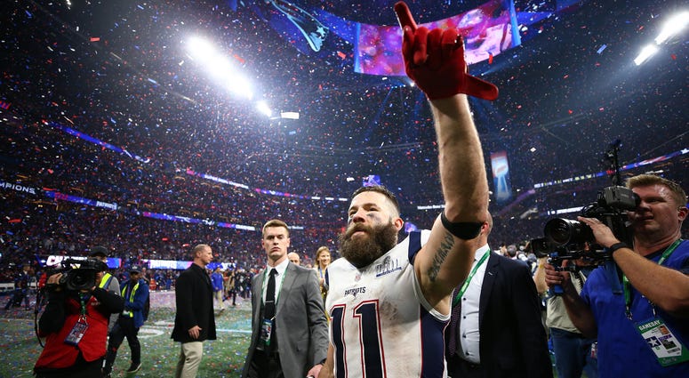 Feb 3, 2019; Atlanta, GA, USA; New England Patriots wide receiver Julian Edelman (11) celebrates on the field after defeating the Los Angeles Rams in Super Bowl LIII at Mercedes-Benz Stadium. Mandatory Credit: Mark J. Rebilas-USA TODAY Sports Feb 3, 2019; Atlanta, GA, USA; New England Patriots wide receiver Julian Edelman (11) celebrates on the field after defeating the Los Angeles Rams in Super Bowl LIII at Mercedes-Benz Stadium. Mandatory Credit: Mark J. Rebilas-USA TODAY Sports